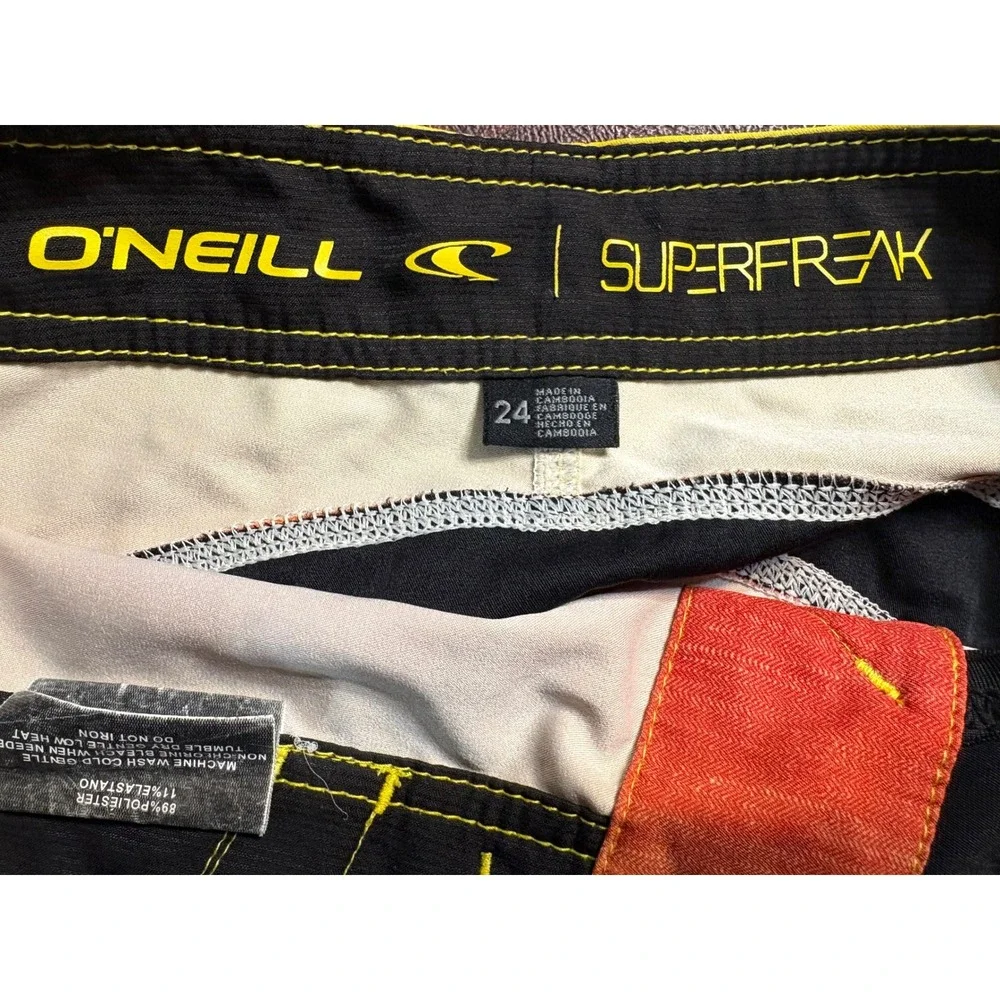 ONeill Superfreak Boys Ombre Board Shorts Orange Yellow Grey Swim Trunks Size 24